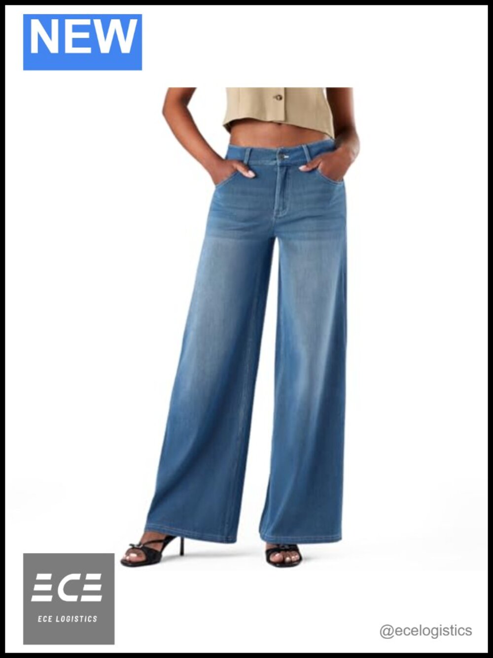 Wide Leg Low Rise Jeans Stretch Knit Straight Leg Comfort